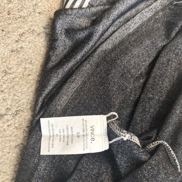 Vince NWOT S oversized tshirt dress slightly sheer Charcoal and Cream Striped - Picture 11 of 11